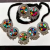 Trendy Stylish Boho Tribal Multicolour Necklace with Earrings - Jewelery Set