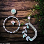 TRENDY MULTICOLOR GLOSSLY STONE DROP EARRINGS FOR WOMEN AND GIRLS Alloy, Stone, Metal Earring Set
