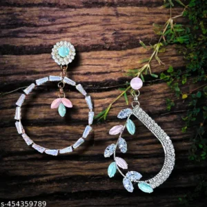 TRENDY MULTICOLOR GLOSSLY STONE DROP EARRINGS FOR WOMEN AND GIRLS Alloy, Stone, Metal Earring Set